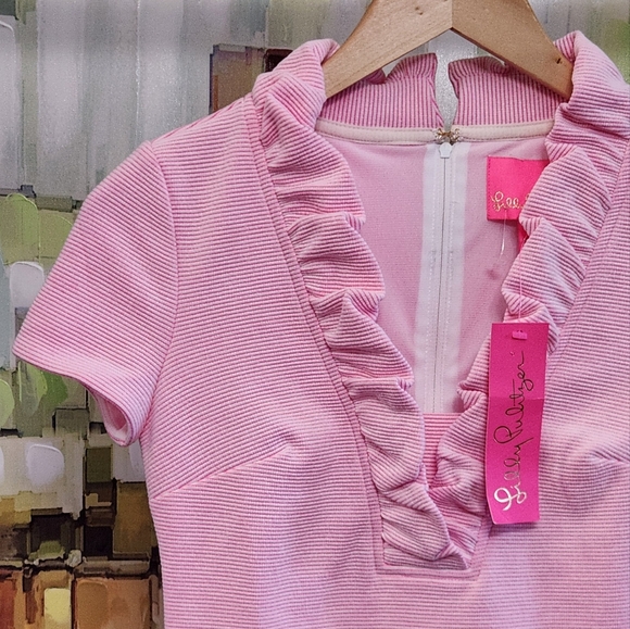 Lilly Pulitzer Tisbury Shift Dress Pink Lucky Catch Stripe - Picture 3 of 10